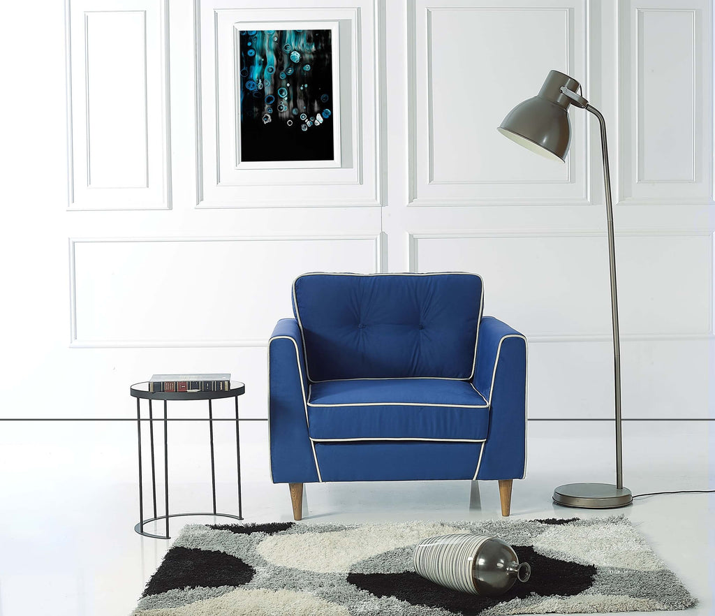 Rubeza Leo Collection Armchair -  Indigo Blue & White