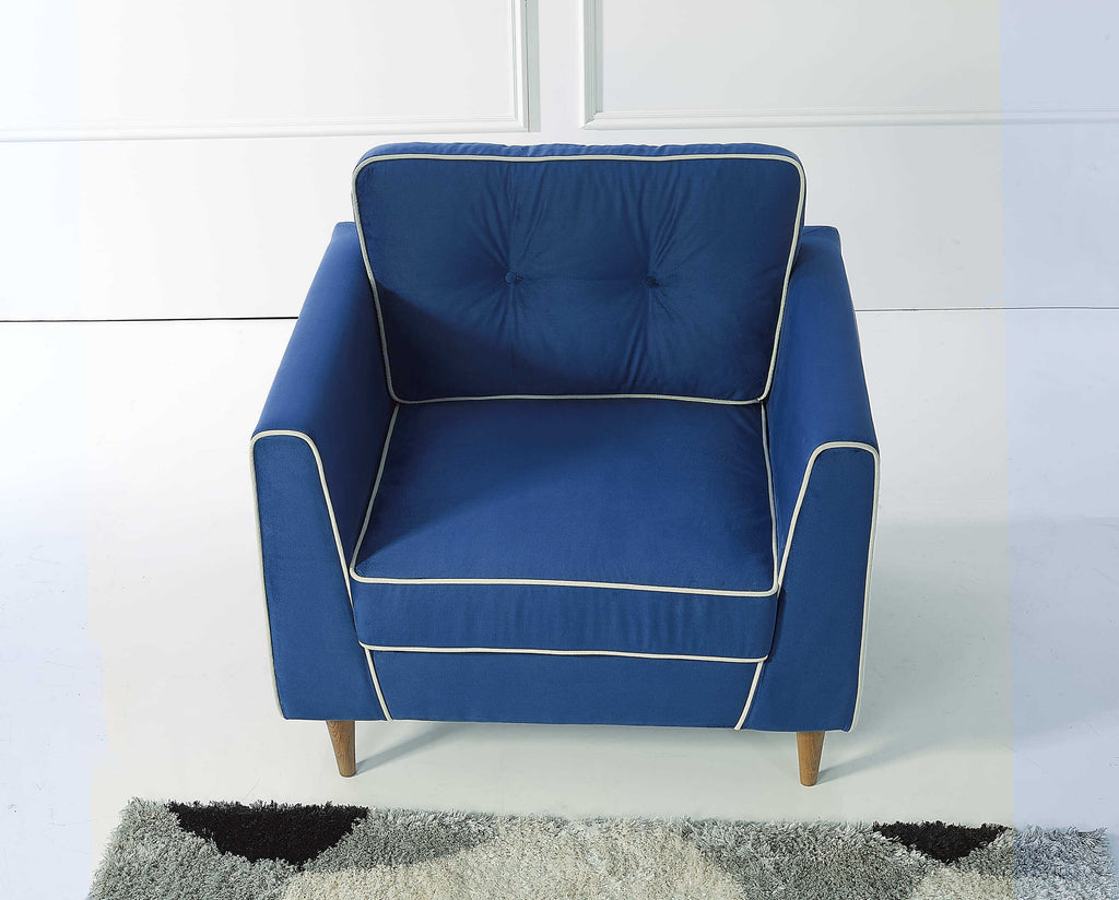 Rubeza Leo Collection Armchair -  Indigo Blue & White