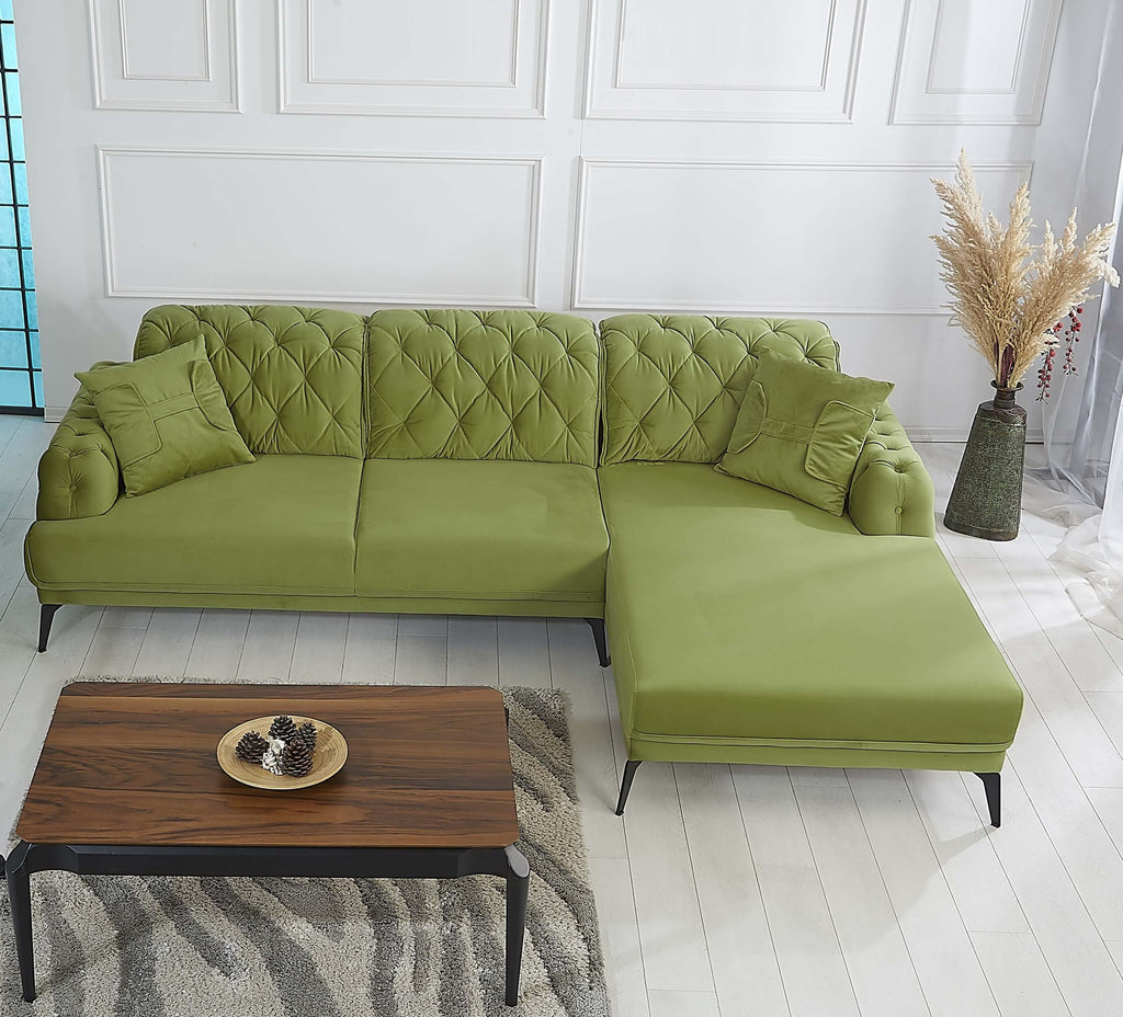 Rubeza Piera Right Hand Facing Corner Sofa - Grass Green-2