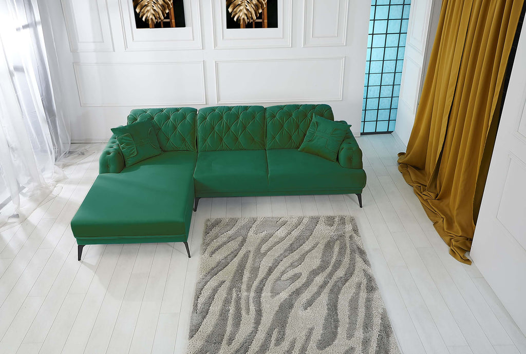 Rubeza Piera Left Hand Facing Chaise End Corner Sofa - Super Emerald Green