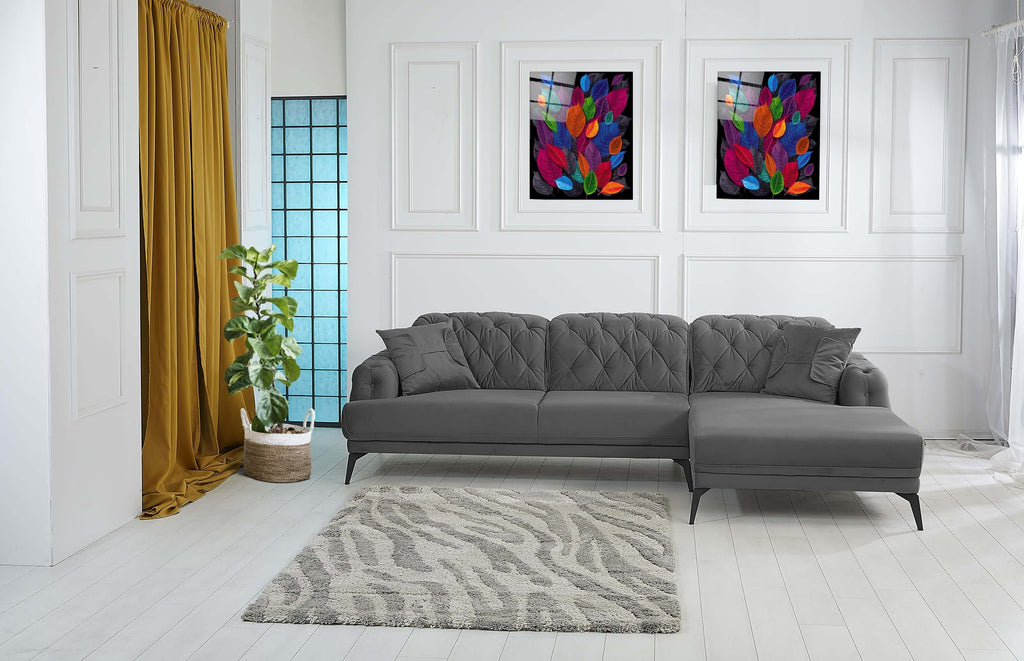 Rubeza Piera Right Hand Facing Corner Sofa - Iron Grey