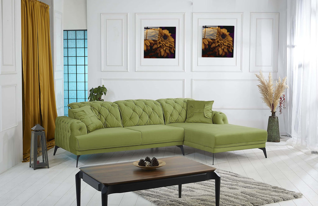 Rubeza Piera Right Hand Facing Corner Sofa - Grass Green-2