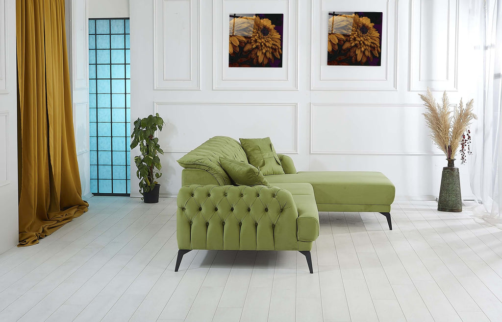 Rubeza Piera Right Hand Facing Corner Sofa - Grass Green-2