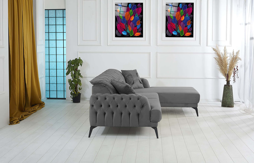 Rubeza Piera Right Hand Facing Corner Sofa - Iron Grey