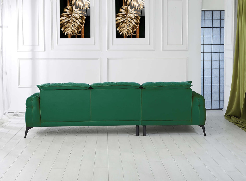 Rubeza Piera Left Hand Facing Chaise End Corner Sofa - Super Emerald Green