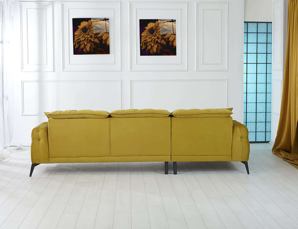 Rubeza Piera Left Hand Facing Chaise End Corner Sofa - Posh Gold