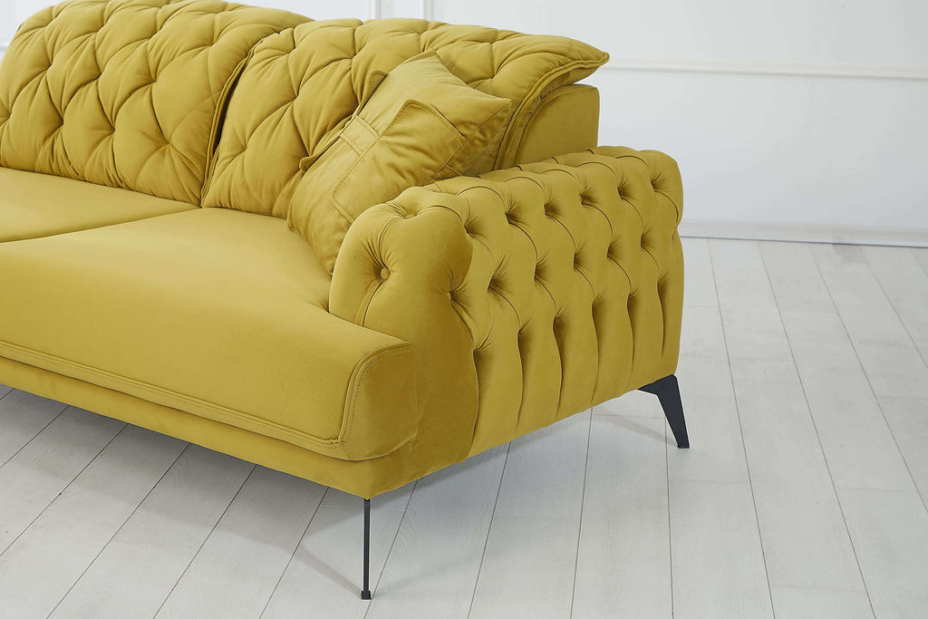 Rubeza Piera Left Hand Facing Chaise End Corner Sofa - Posh Gold