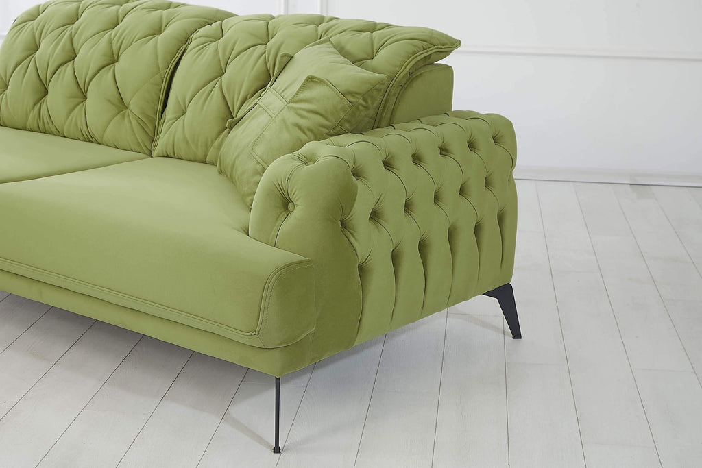 Rubeza Piera Left Hand Facing Chaise End Corner Sofa - Grass Green-2