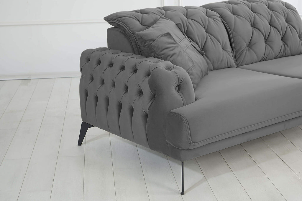 Rubeza Piera Right Hand Facing Corner Sofa - Iron Grey