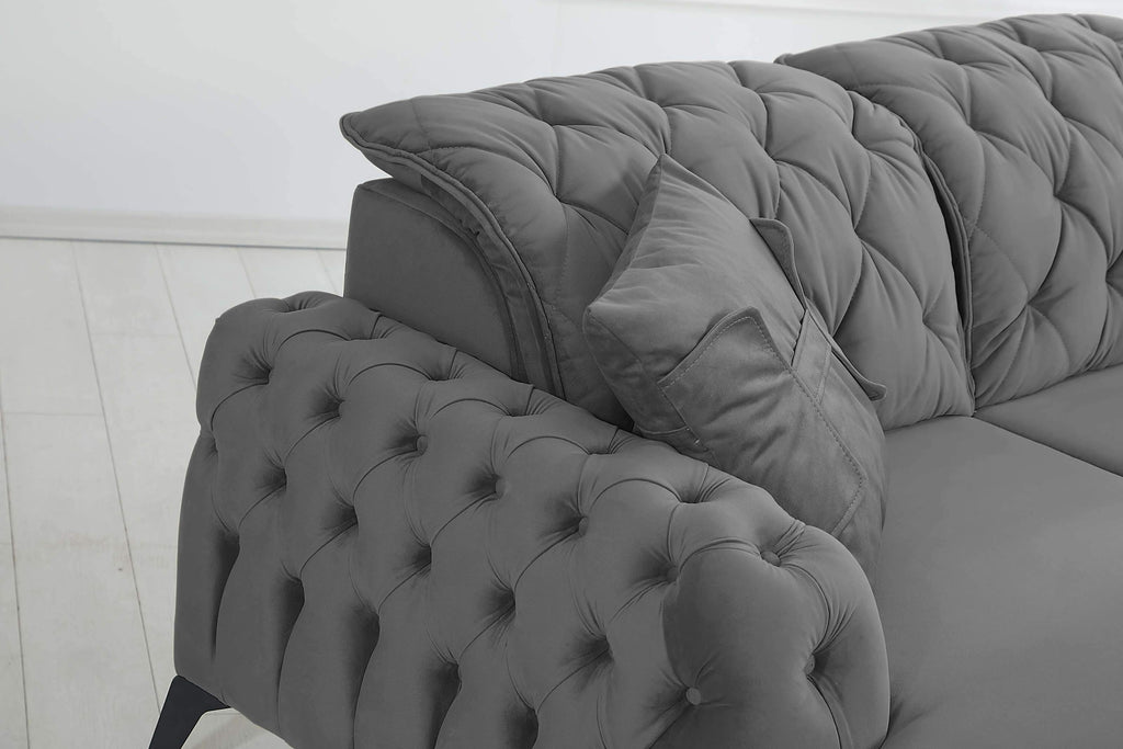 Rubeza Piera Right Hand Facing Corner Sofa - Iron Grey