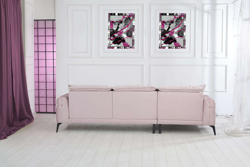 Rubeza Piera Left Hand Facing Chaise End Corner Sofa - Taffy Pink