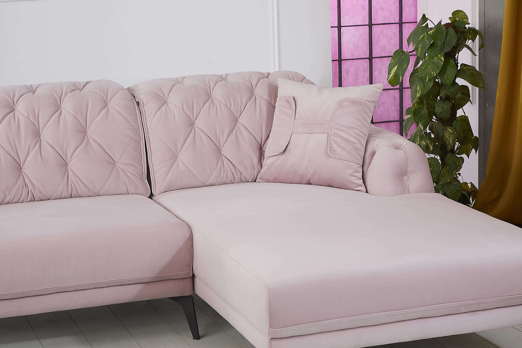 Rubeza Piera Left Hand Facing Chaise End Corner Sofa - Taffy Pink