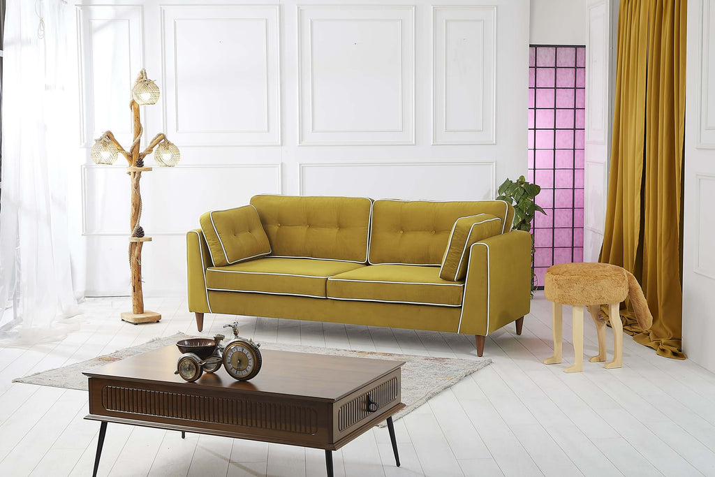 Rubeza Leo 4 Seater Sofa - Posh Gold & White