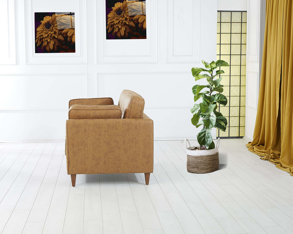 Rubeza Leo Collection Vegan Leather 2 Seater Sofa - Tan