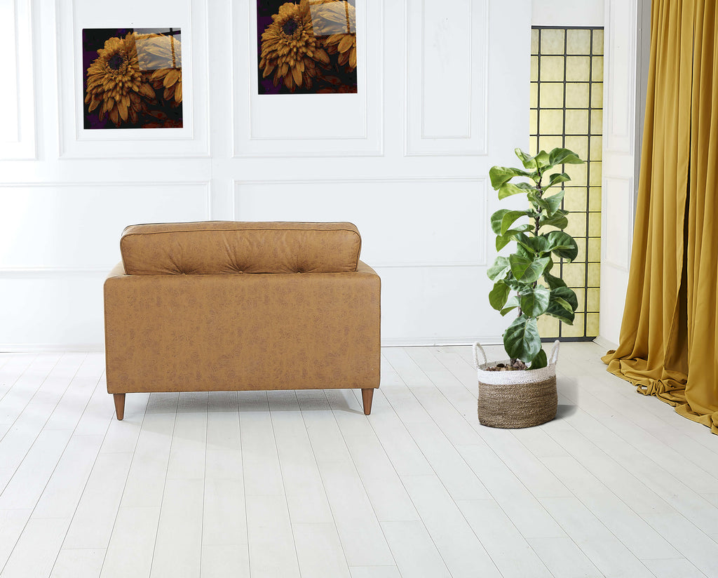 Rubeza Leo Collection Vegan Leather 2 Seater Sofa - Tan
