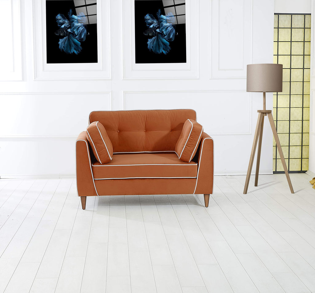 Rubeza Leo Collection 2 Seater Sofa - Burnt Orange & White