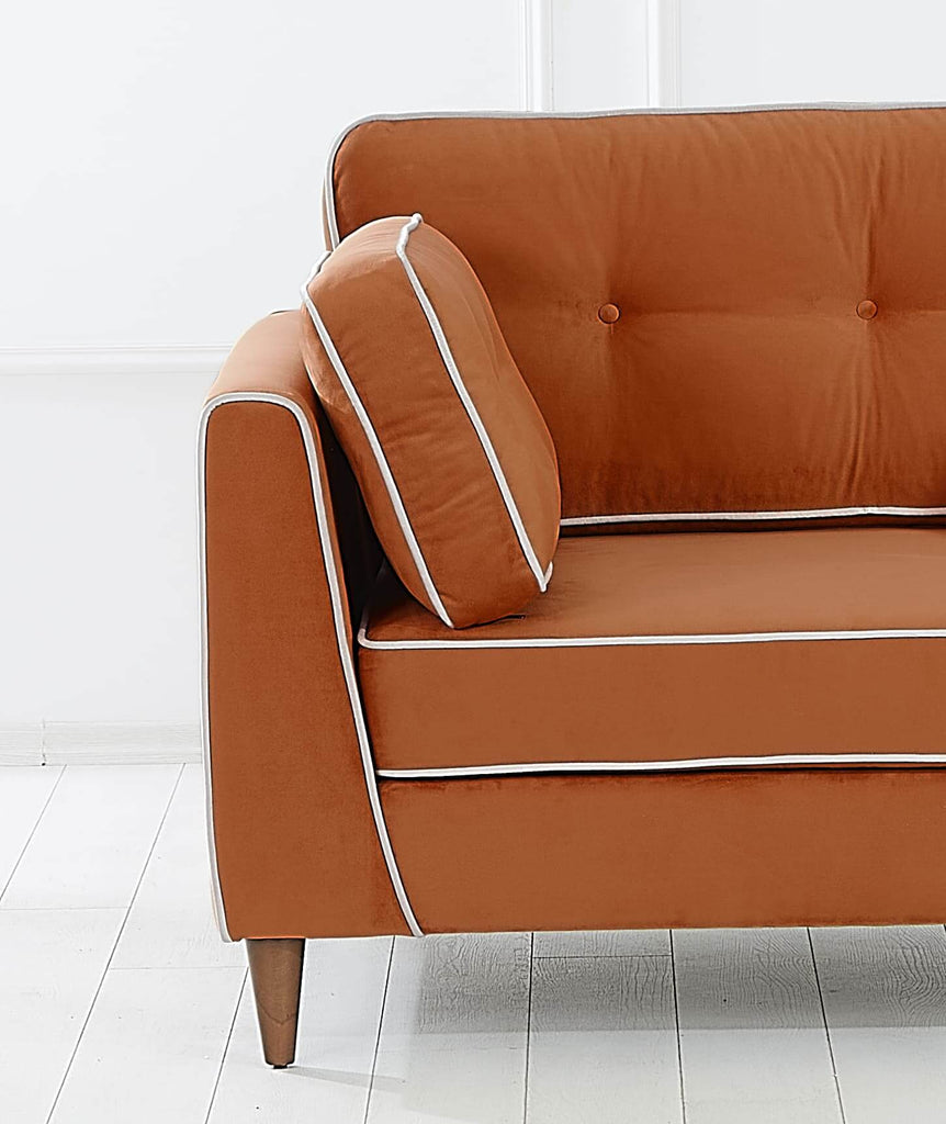 Rubeza Leo Collection 2 Seater Sofa - Burnt Orange & White