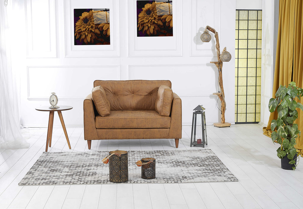 Rubeza Leo Collection Vegan Leather 2 Seater Sofa - Tan