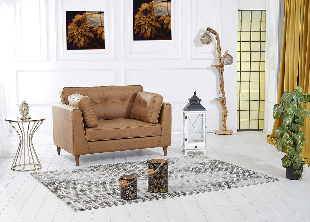 Rubeza Leo Collection Vegan Leather 2 Seater Sofa - Tan