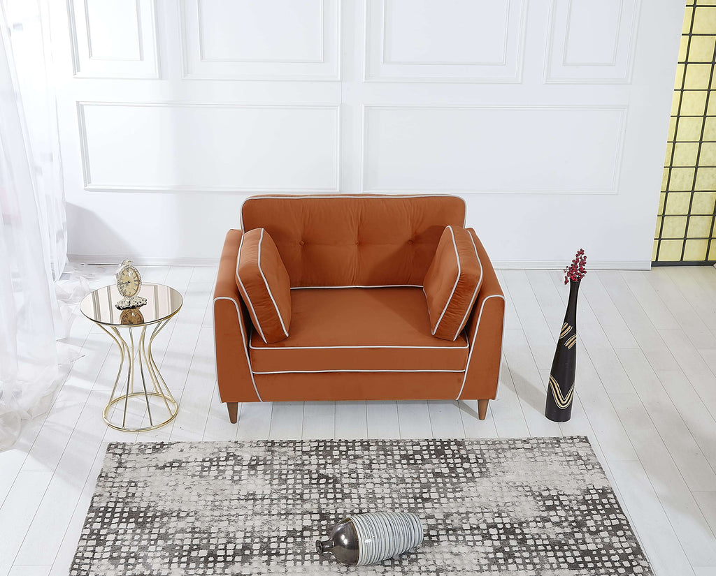 Rubeza Leo Collection 2 Seater Sofa - Burnt Orange & White