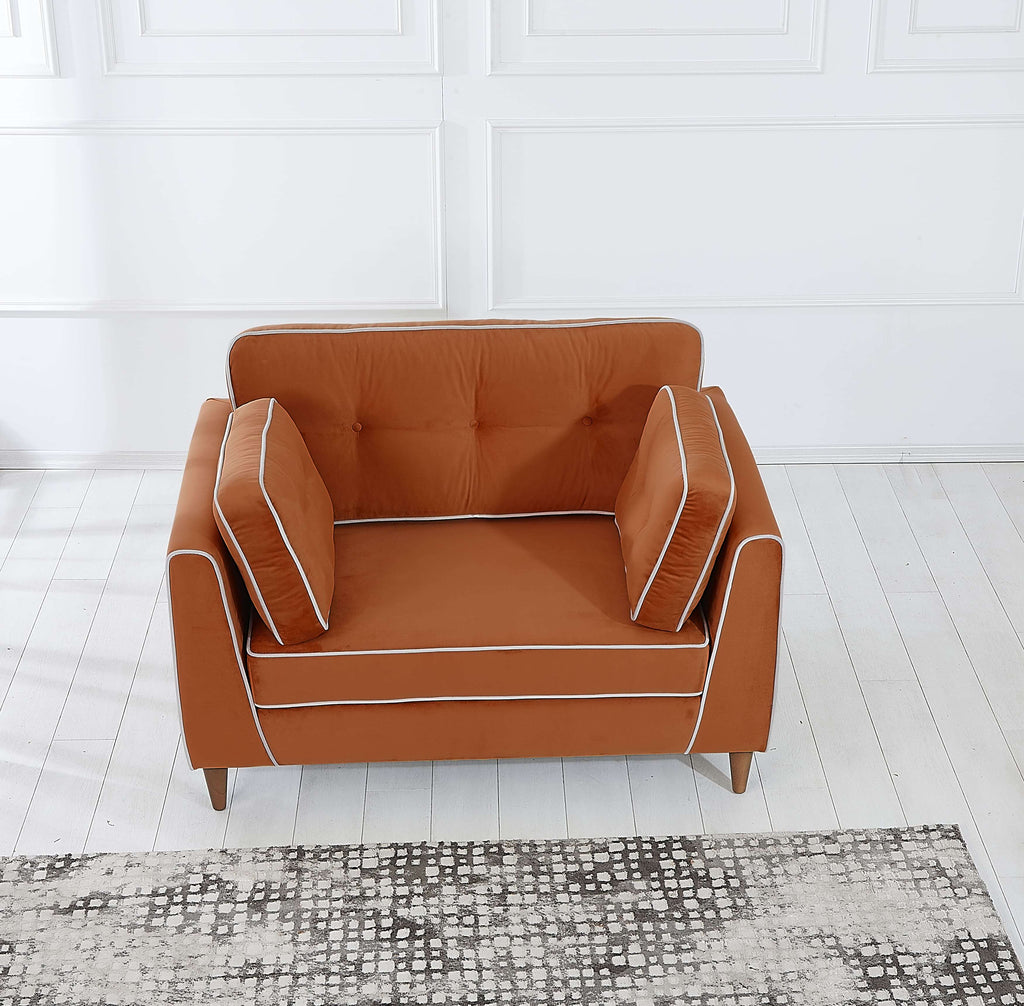 Rubeza Leo Collection 2 Seater Sofa - Burnt Orange & White