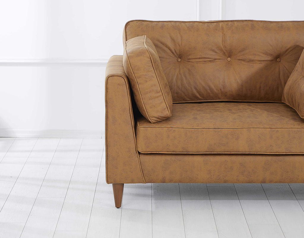 Rubeza Leo Collection Vegan Leather 2 Seater Sofa - Tan