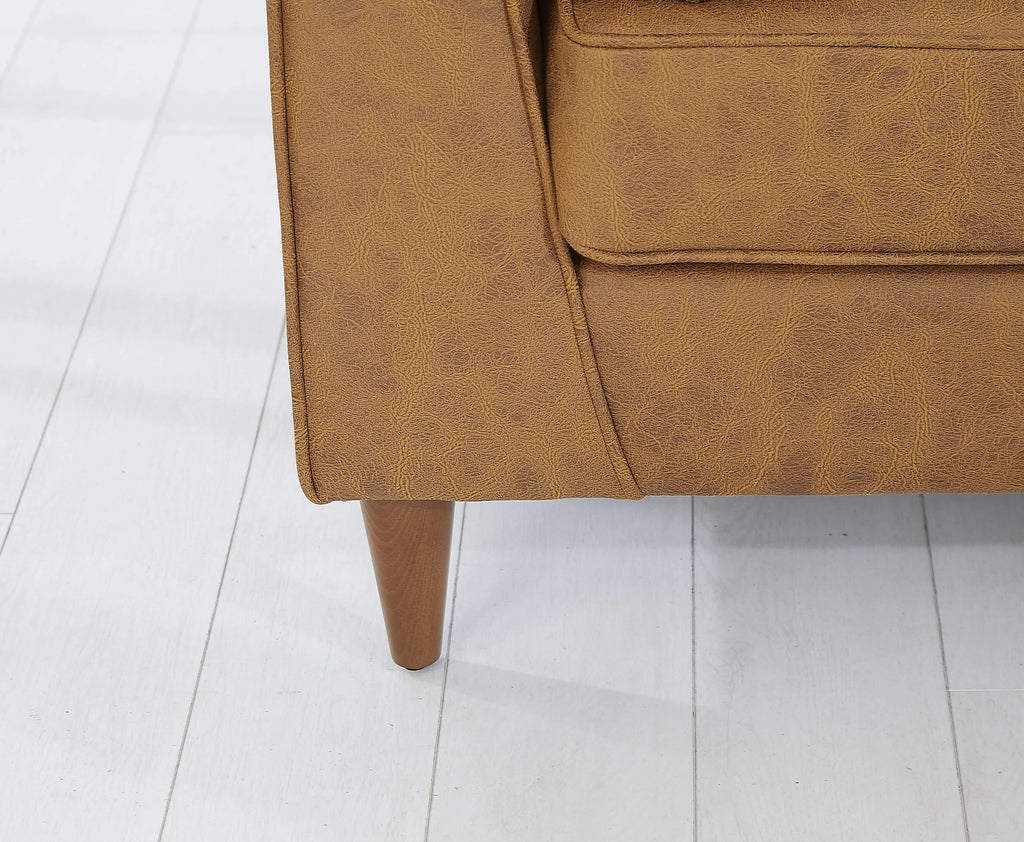 Rubeza Leo Collection Vegan Leather 2 Seater Sofa - Tan