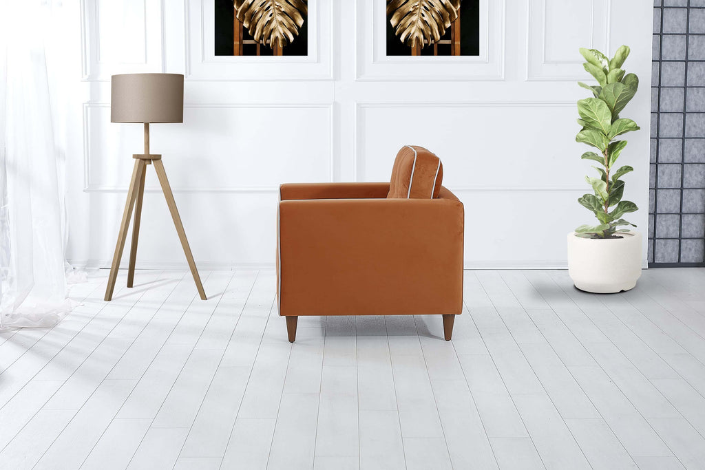 Rubeza Leo Collection Armchair - Burnt Orange & White