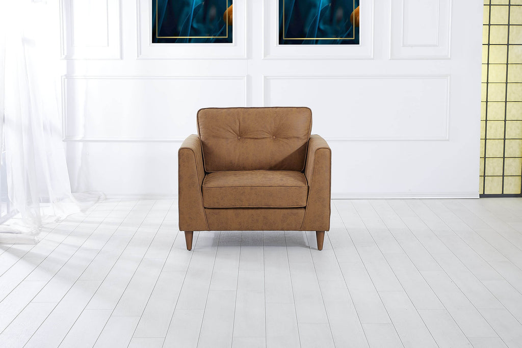 Rubeza Leo Collection Vegan Leather Armchair - Tan