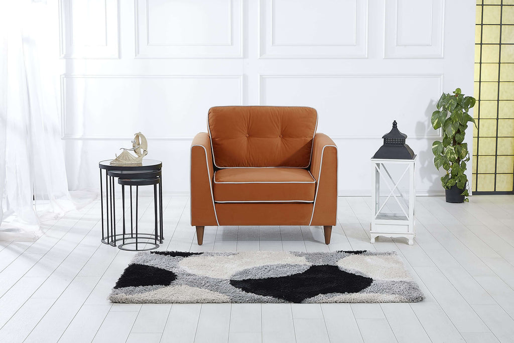 Rubeza Leo Collection Armchair - Burnt Orange & White