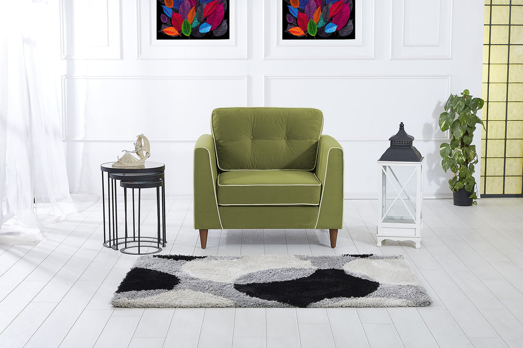 Rubeza Leo Collection Armchair - Grass Green - 2 & White