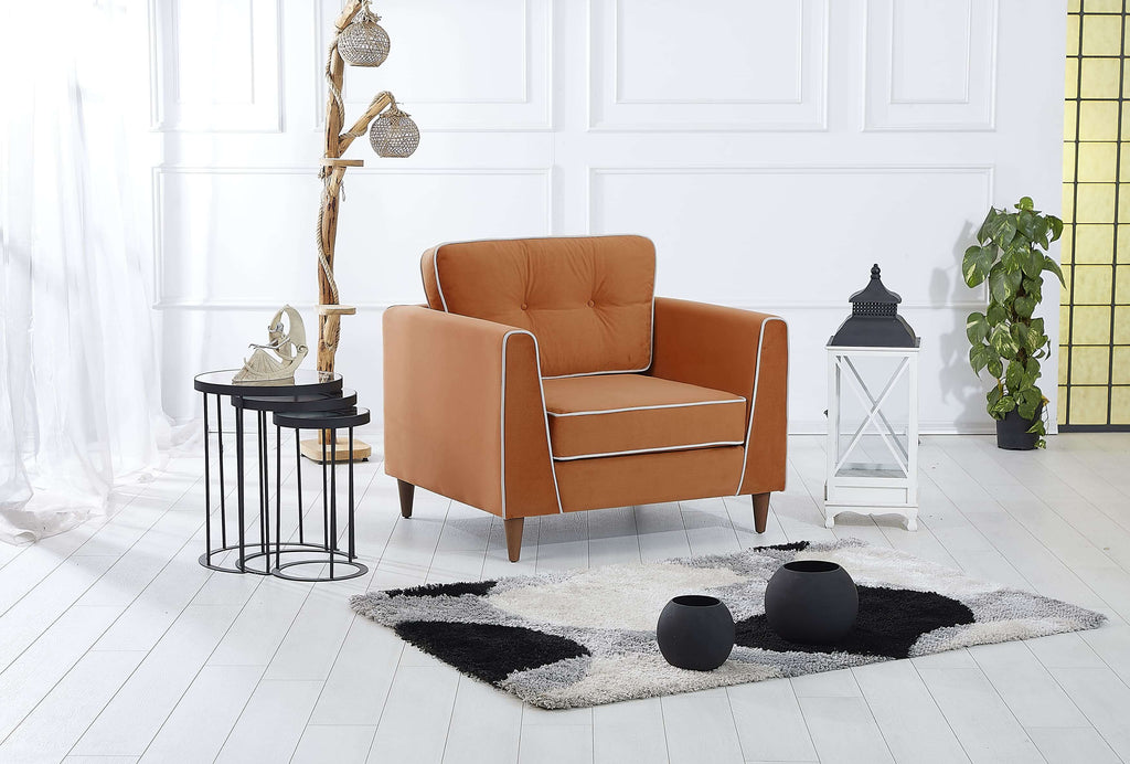 Rubeza Leo Collection Armchair - Burnt Orange & White