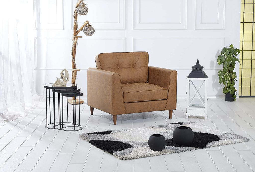 Rubeza Leo Collection Vegan Leather Armchair - Tan