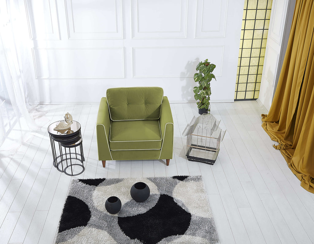 Rubeza Leo Collection Armchair - Grass Green - 2 & White