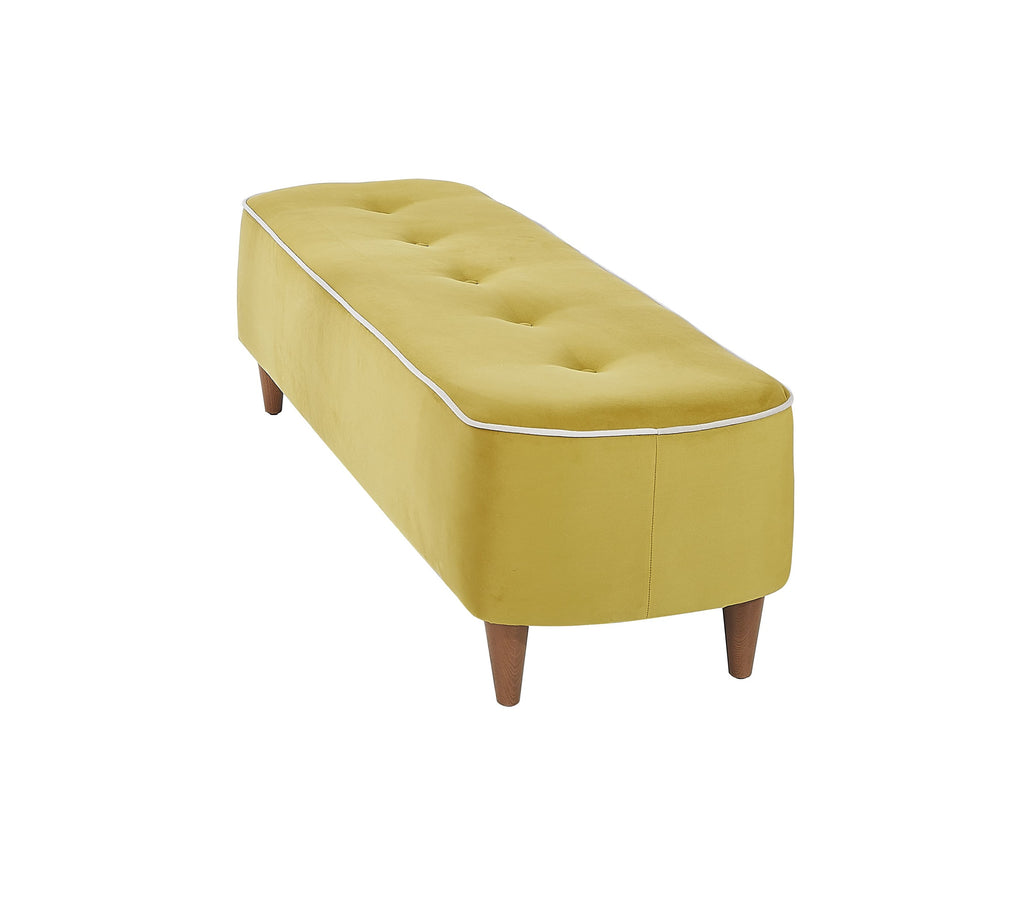 Rubeza Leo Designer Ottoman Bench - Posh Gold & White