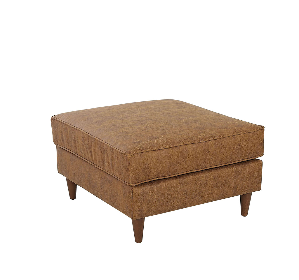 Rubeza Leo Vegan Leather Ottoman Bench - Tan