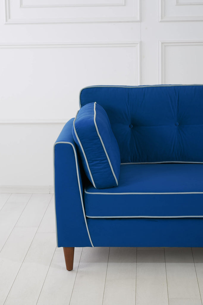 Rubeza Leo 3 Seater Sofa - Indigo Blue & White