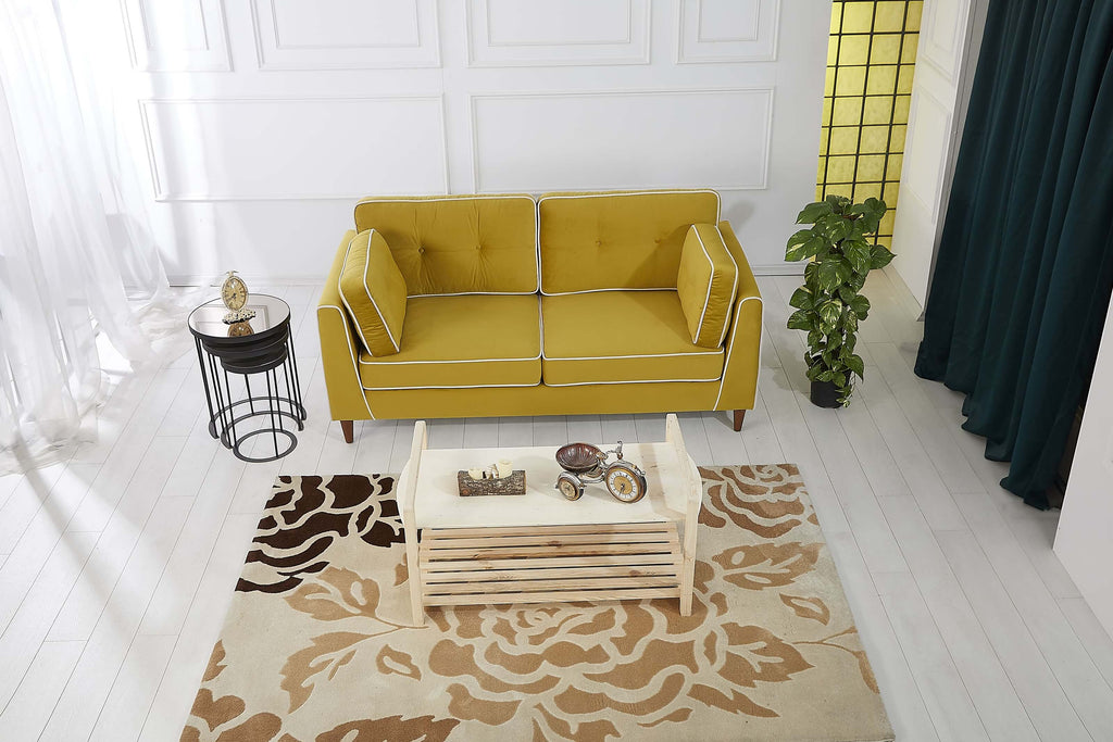 Rubeza Leo 3 Seater Sofa - Posh Gold & White