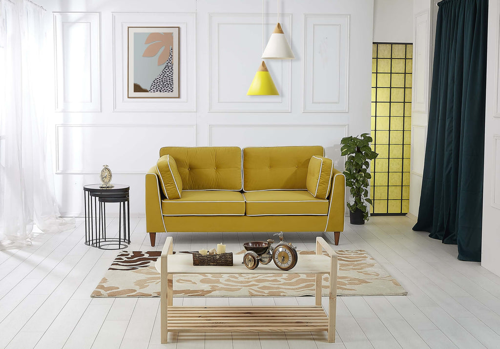 Rubeza Leo 3 Seater Sofa - Posh Gold & White