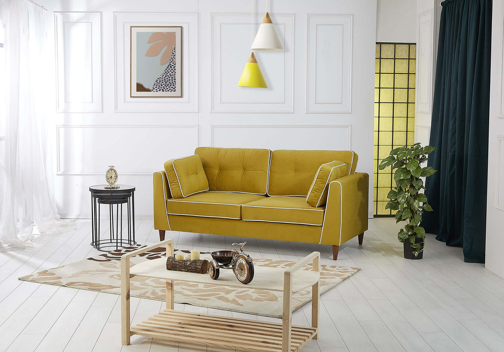 Rubeza Leo 3 Seater Sofa - Posh Gold & White