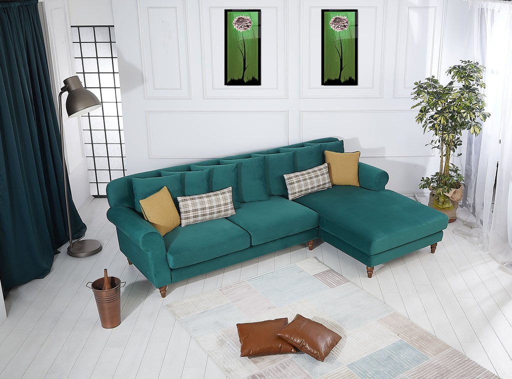 Rubeza Paula 2+Seater/Chaise - Super Emerald Green