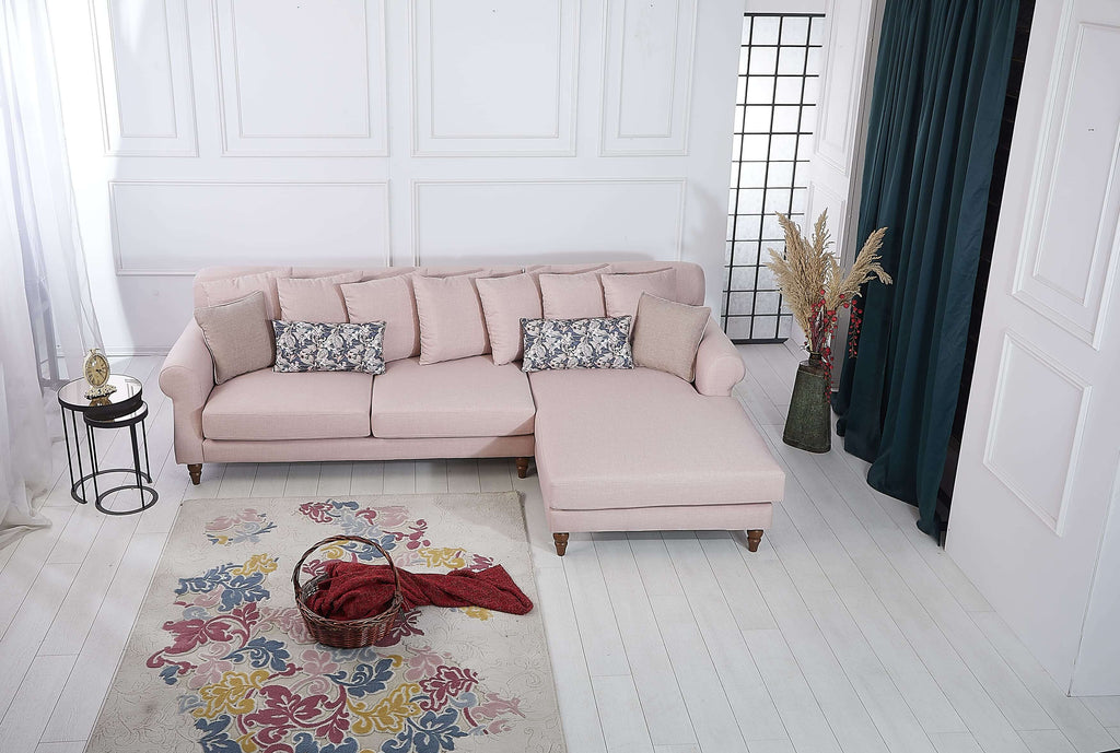 Rubeza Paula 2+Seater/Chaise - Rose Water