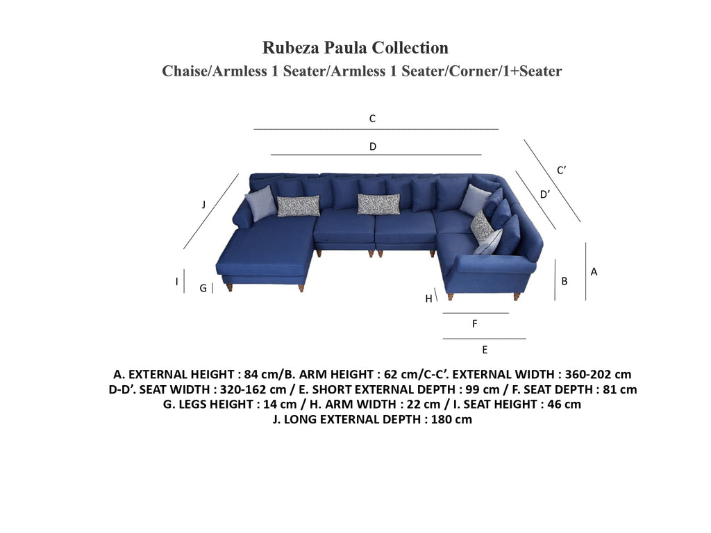 Rubeza Paula Chaise/Armless 1 Seater/Armless 1 Seater/Corner/1+Seater - Tortilla Brown