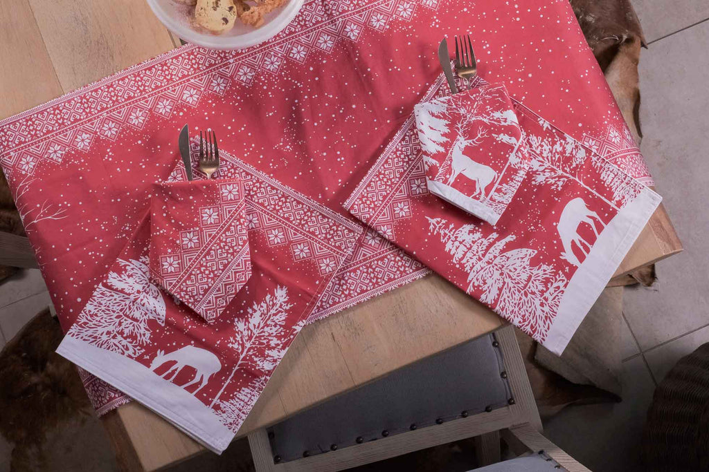 Christmas Printed Dinner Napkin - Set of 4