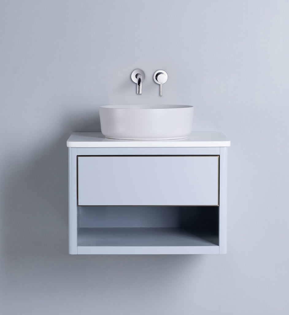 Rubeza 600mm Mauna Wall Hung Vanity Unit -  Light Grey & Gold