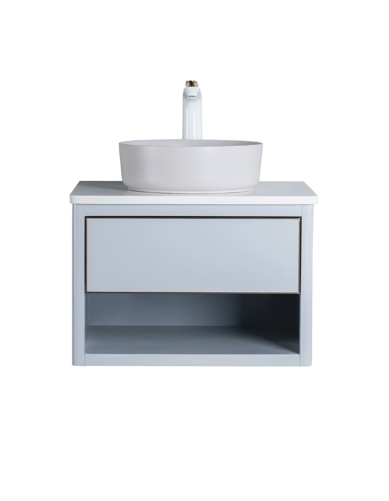 Rubeza 600mm Mauna Wall Hung Vanity Unit -  Light Grey & Gold