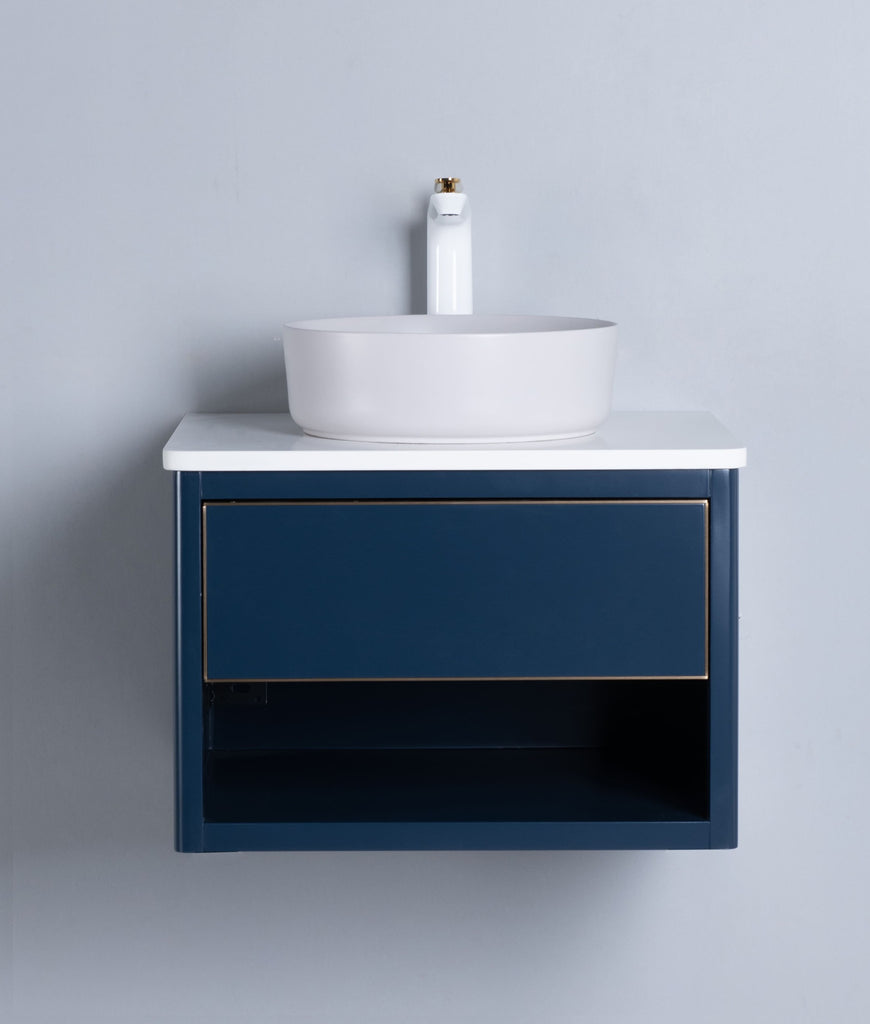 Rubeza 600mm Mauna Wall Hung Vanity Unit -  Dark Blue & Gold