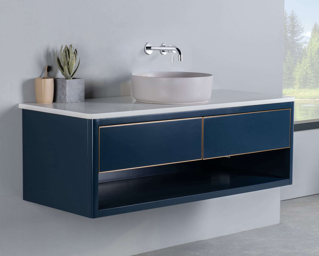 Rubeza 1200mm Mauna Wall Hung Vanity Unit - Dark Blue & Gold