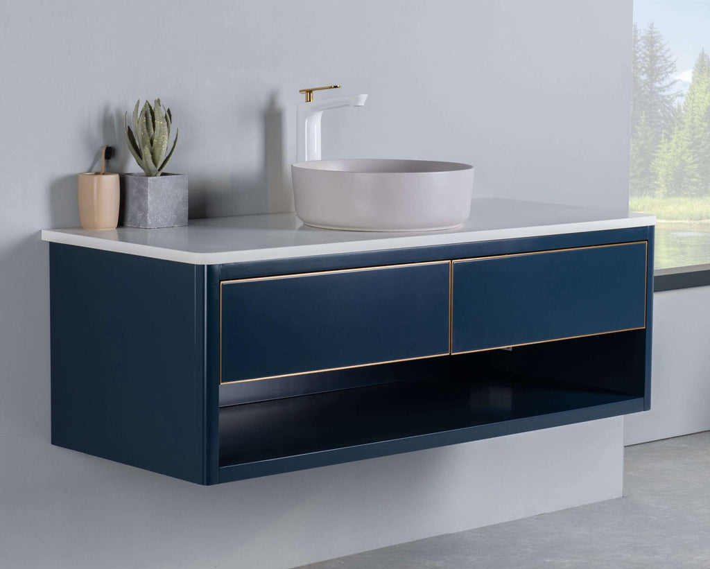 Rubeza 1200mm Mauna Wall Hung Vanity Unit - Dark Blue & Gold