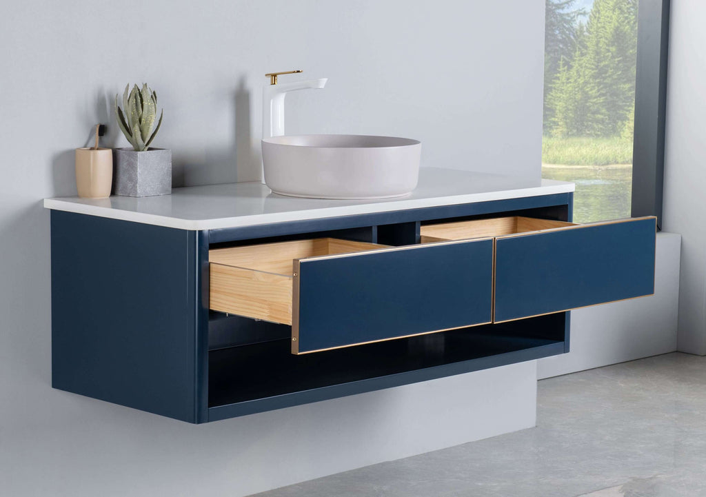 Rubeza 1200mm Mauna Wall Hung Vanity Unit - Dark Blue & Gold